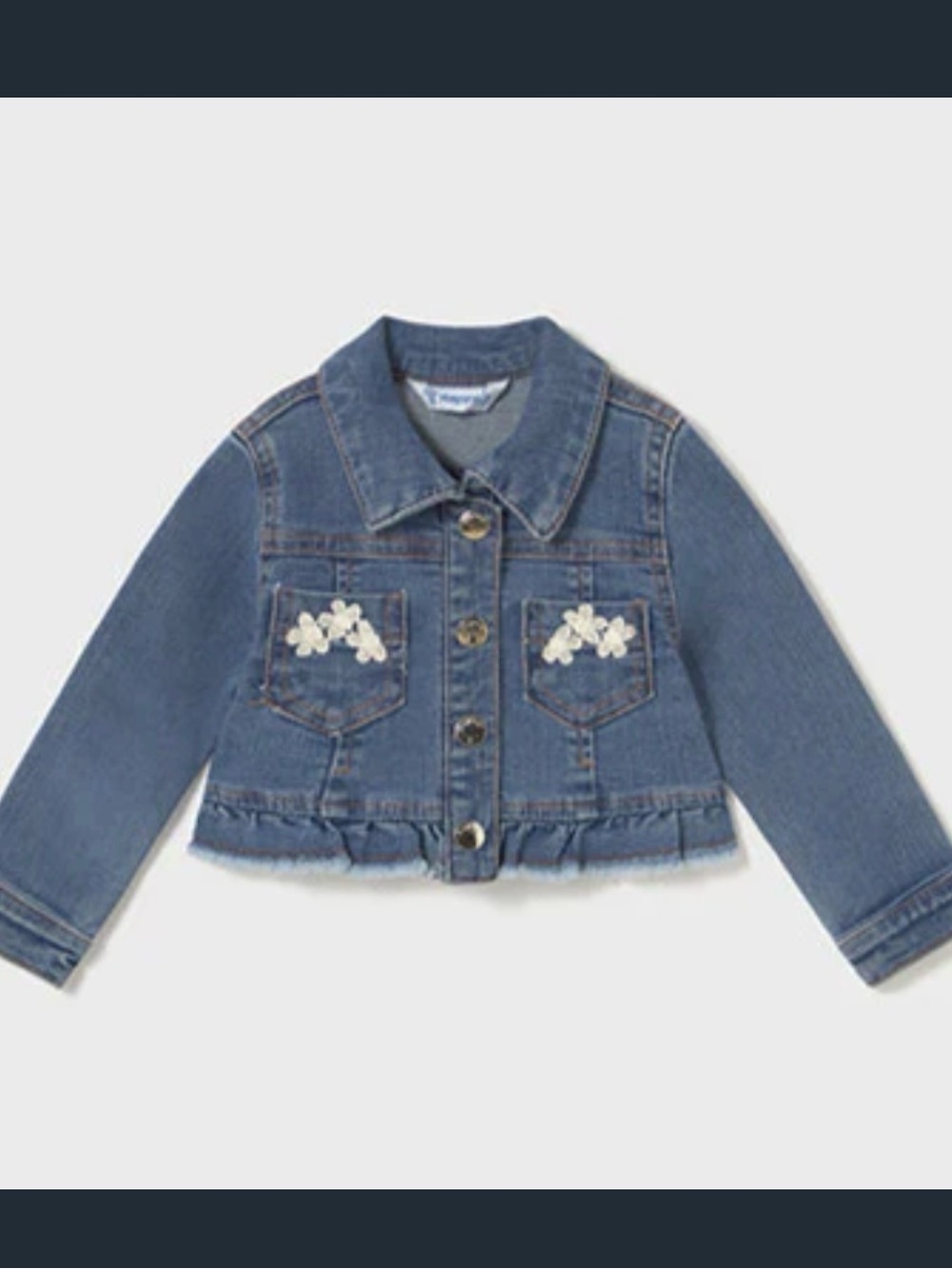 Mayoral Toddler Girls Denim Jean Jacket Size 3 Years Blue Lightweight Snap Front